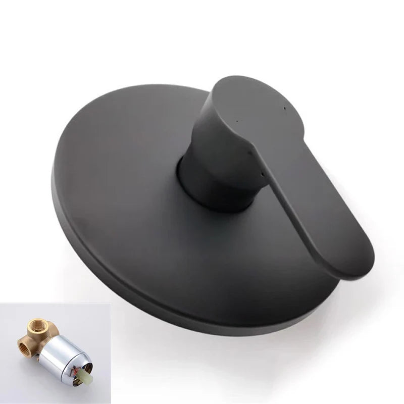 Brass Bathroom Shower Faucet Wall Round Black Mixer