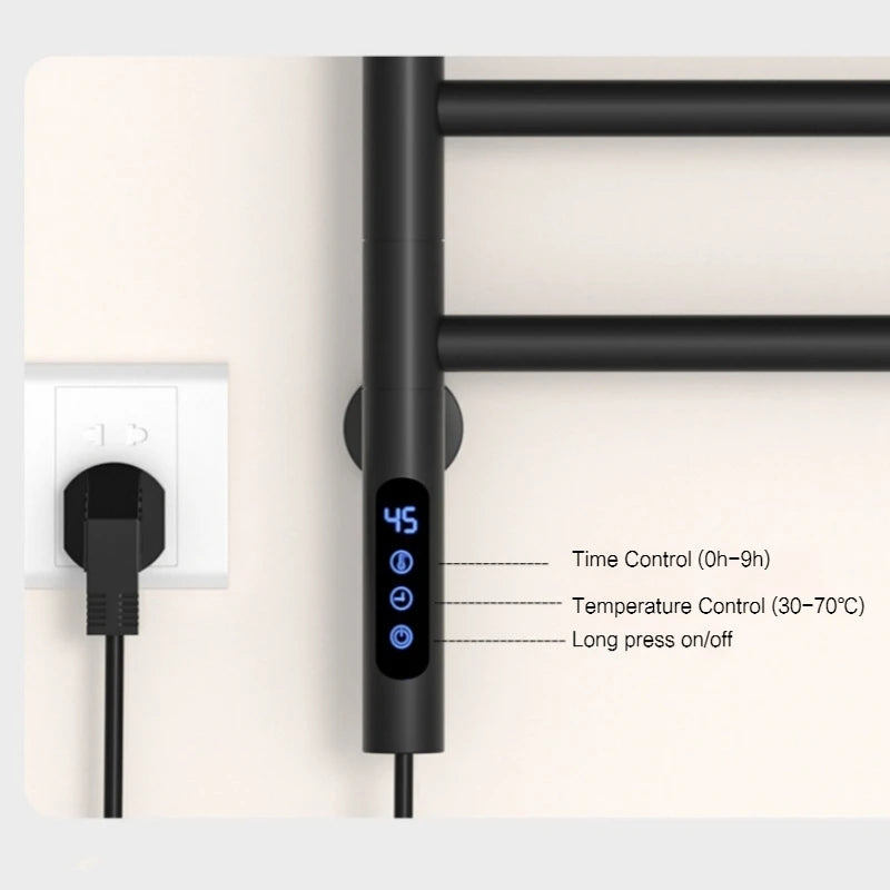 Heated Electric Towel Rack Smart Touch Temperature Time
