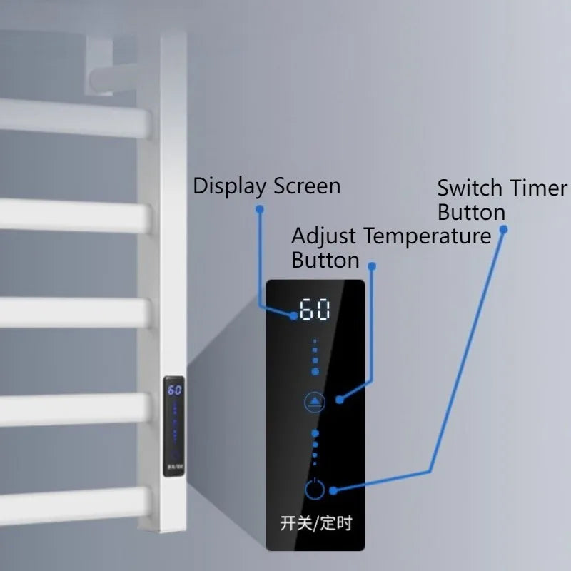 Metal Electric Heated Towel Rail Smart Disinfection Thermostat