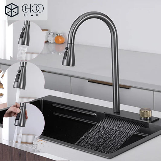 Popular Waterfall Faucet 304 Stainless Steel Cold Rainfall