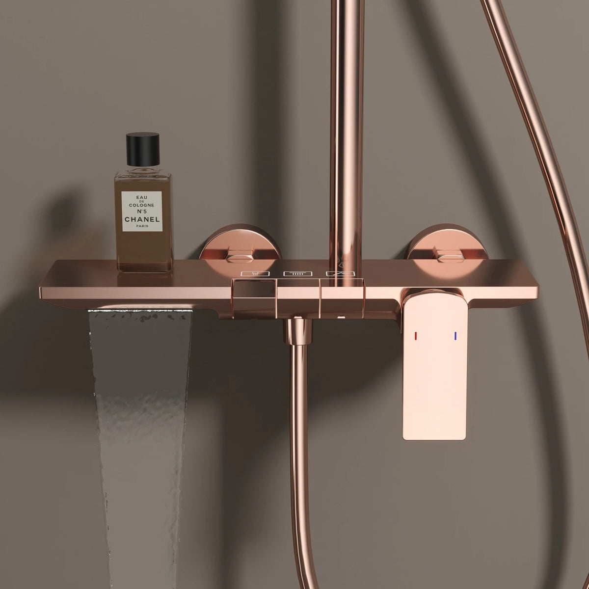Rose Gold Piano Bathroom Shower System Solid Brass