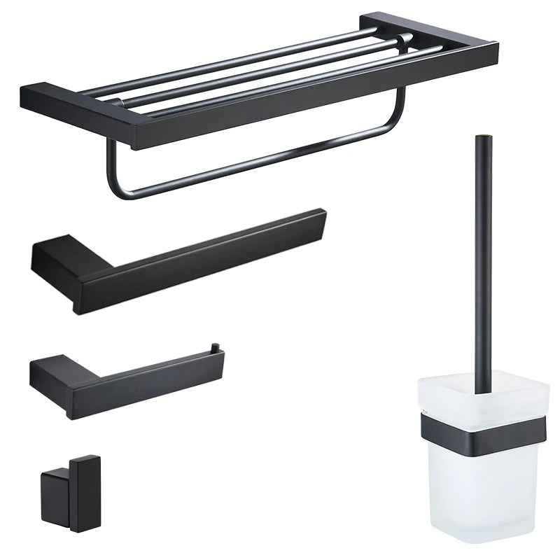 Matte Black Hook Towel Rack 304 Stainless Steel