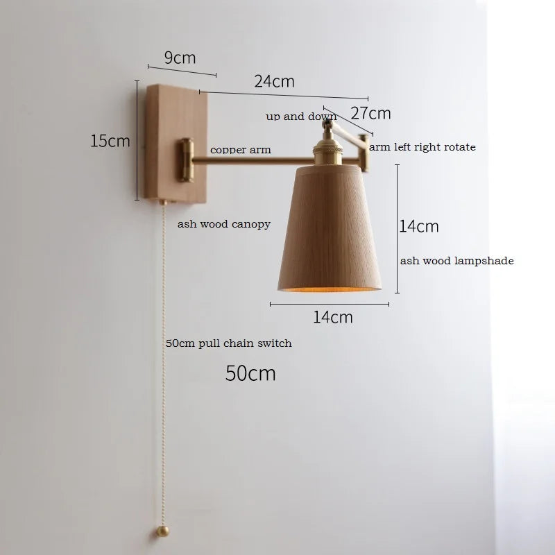 Iwhd Walnut Ash Wood Led Wall Lamp Sconce