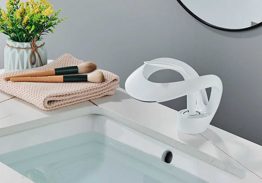 Rozin Luxury Black Basin Faucet Grey Bathroom Waterfall