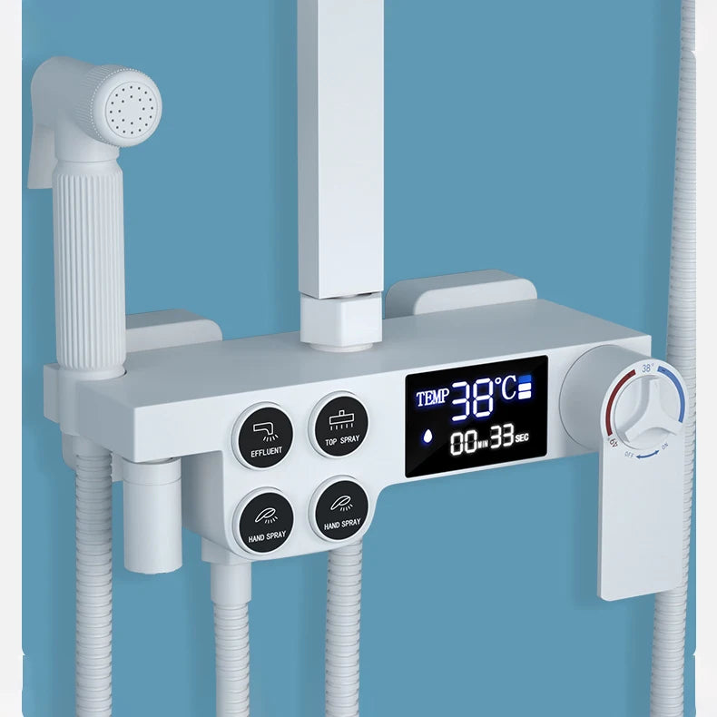 White Digital Bathroom Shower Quality Brass Bathroom Mixer