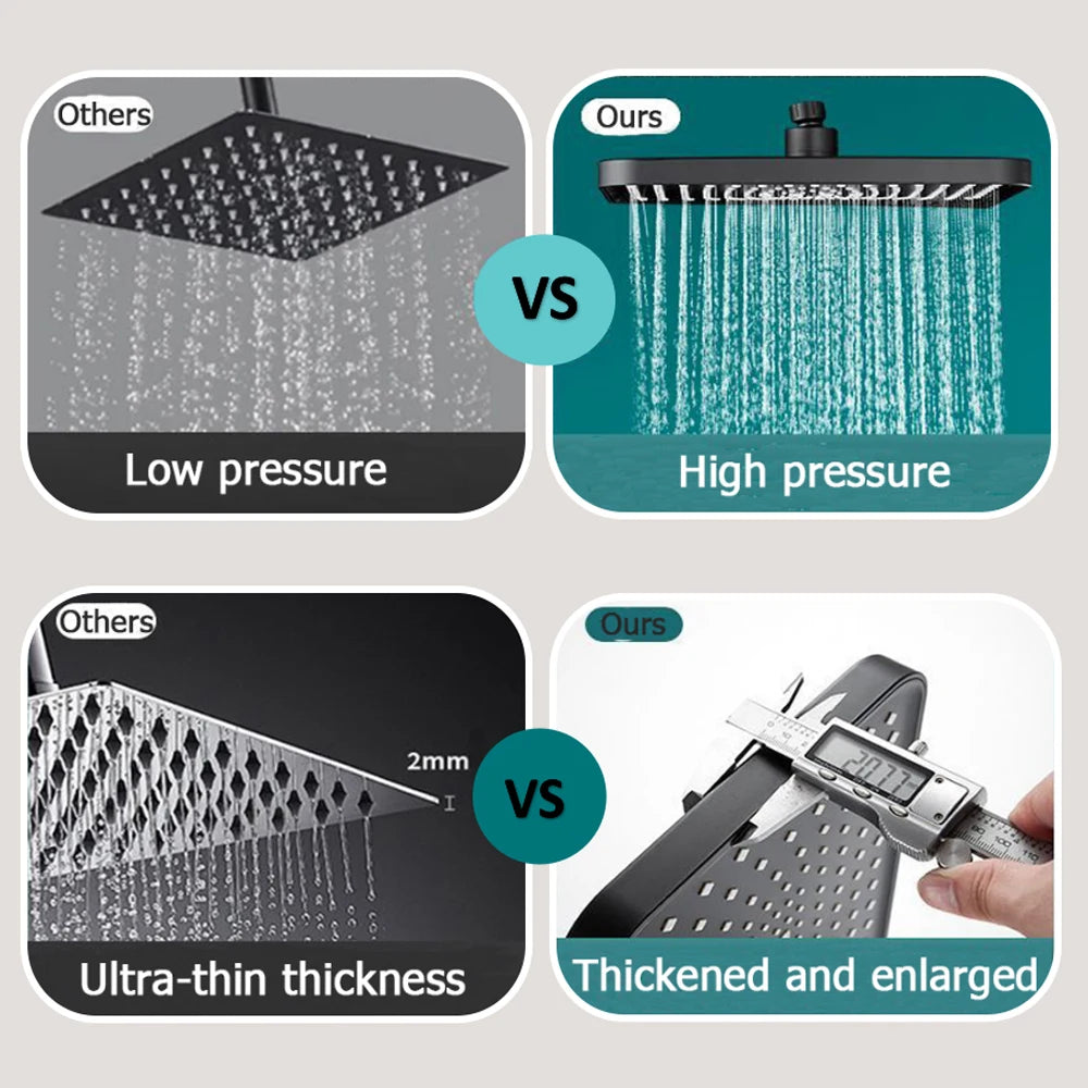 320mm Big Panel Supercharge Waterfall Shower Head Modes