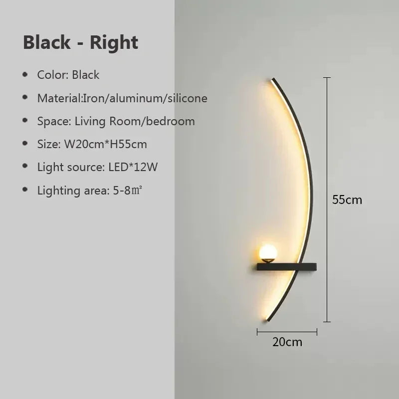 Modern Led Simple Art Bedroom Bedside Wall Lamp