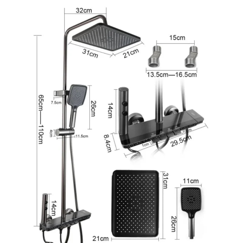 Grey Shower Four-Function Smart Digital Display Shower System