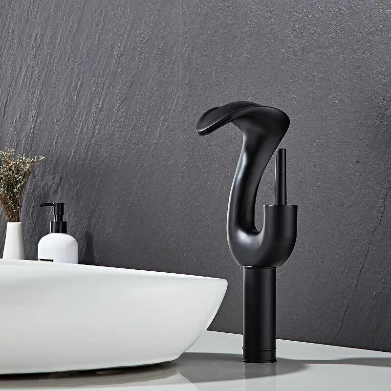 Tuqiu Black Bathroom Faucet Brass Gold Basin Faucet