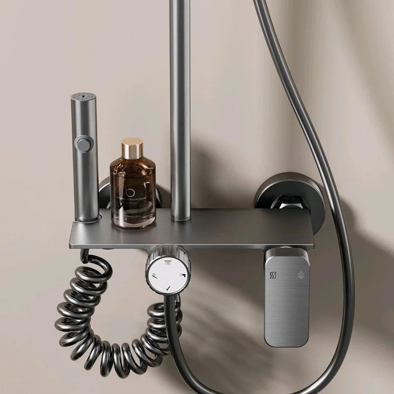 Bathroom Shower System Cold Water Rotary Knob Pressurize