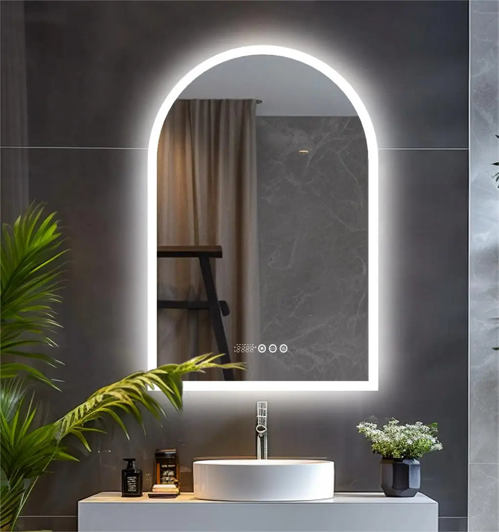 60x90cm Vertical Arch-Shape Led Bathroom Mirror Backlit Frameless