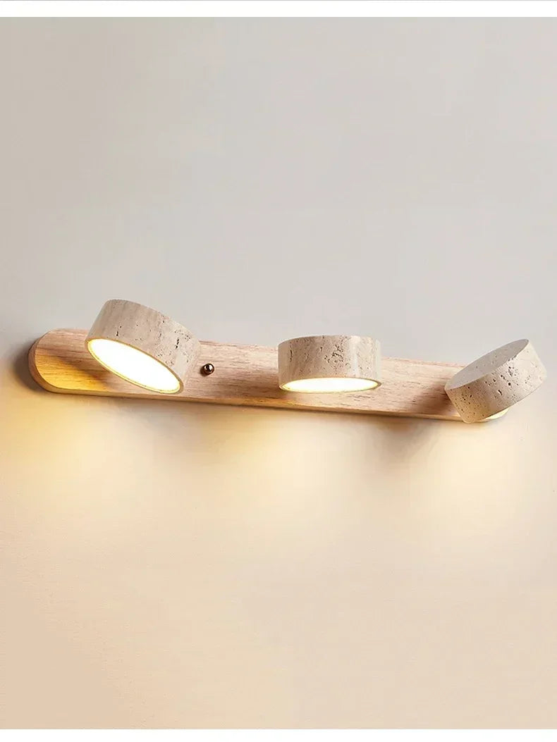 Rotatable Led Vanity Mirror Light Wabi Sabi Travertine