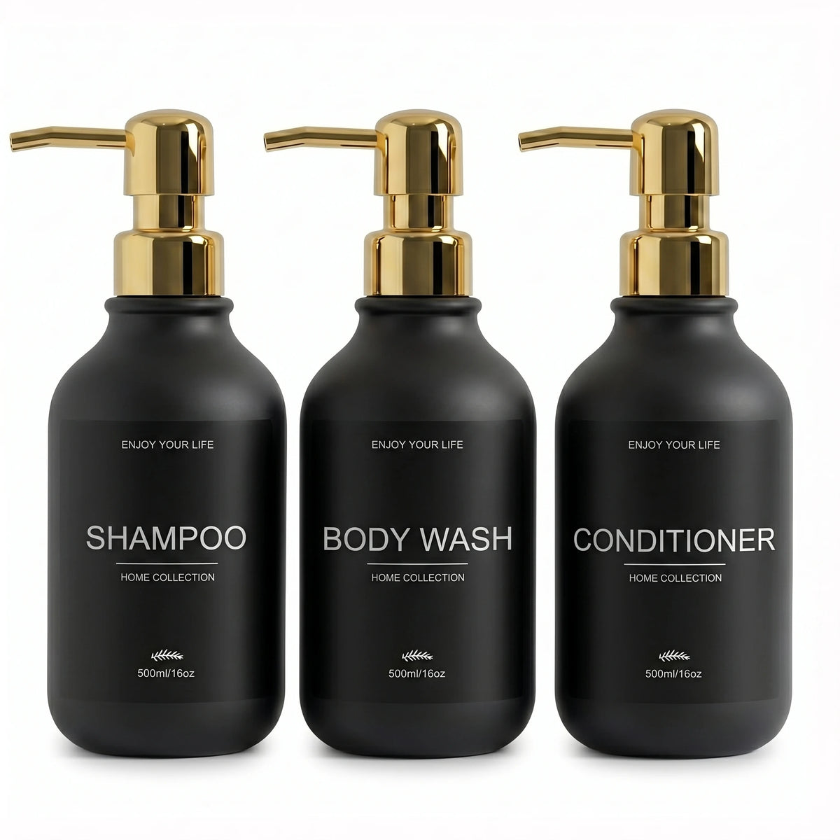 Matte Black Shower Dispenser Bottles Plastic Shampoo Conditioner