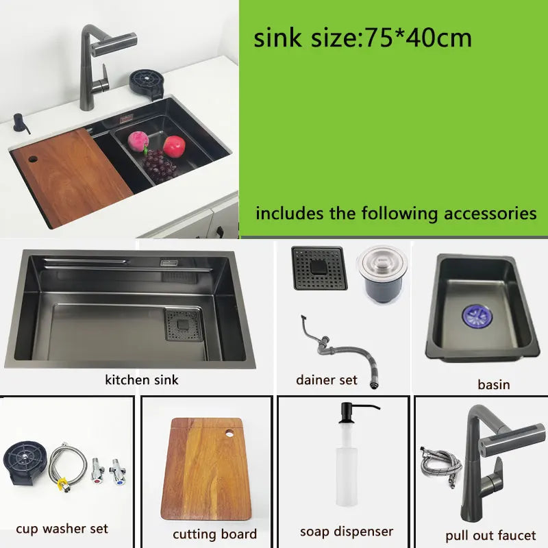 Undermount Or Above Mount Sink Matt Black Nano