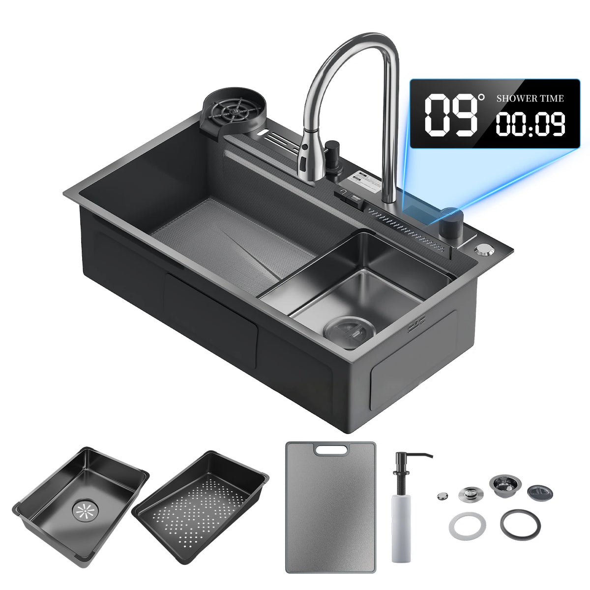 304 Stainless Steel Waterfall Sink Large Slot Integrated