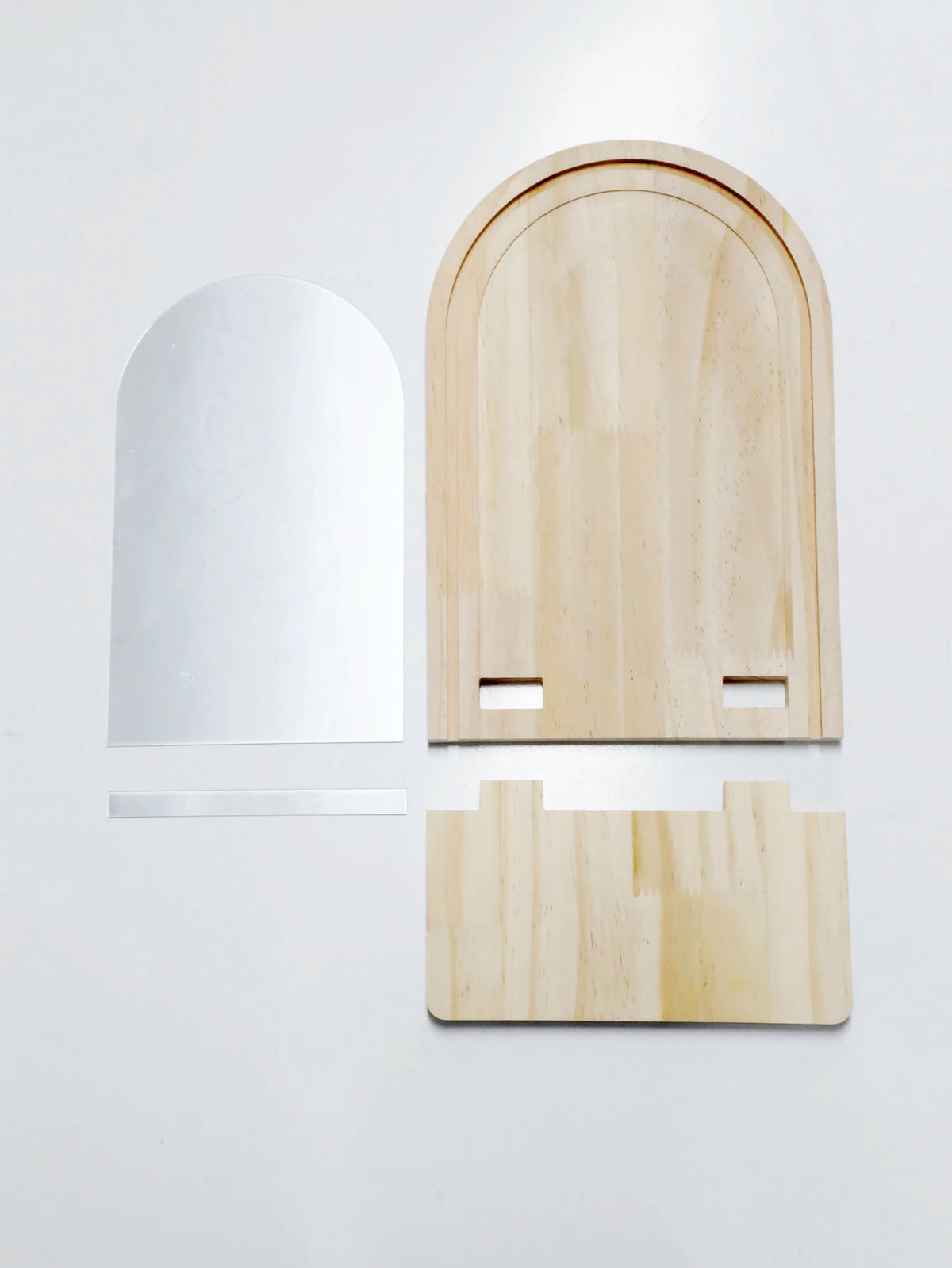 Arched Wall Mirror Shelf Natural Wood Hanging Mirror