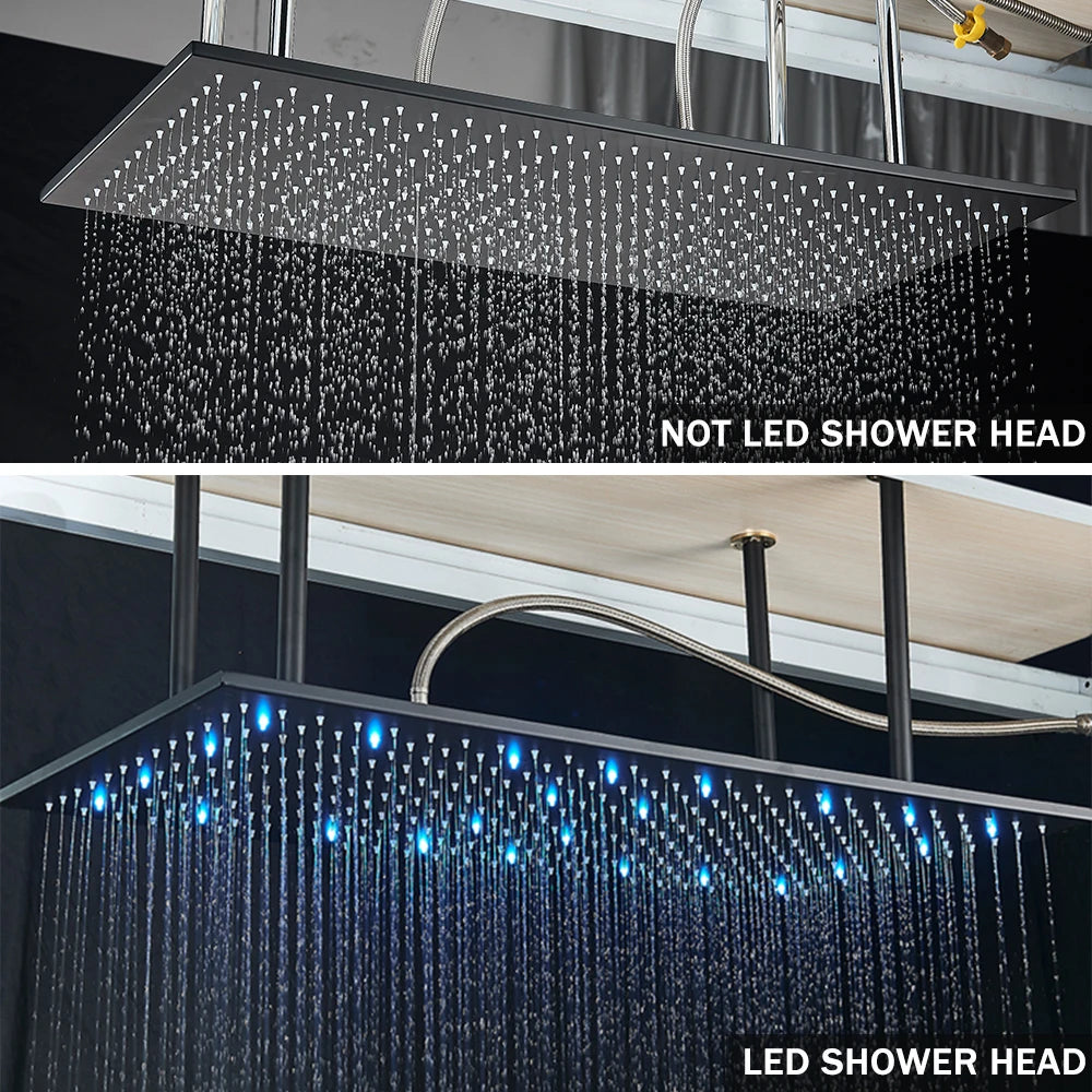 Rozin Brass Thermostatic Shower Faucet Black 40 80cm