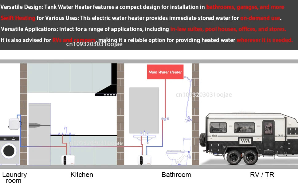 Electric Water Heater 12v 200w Instant Water Shower