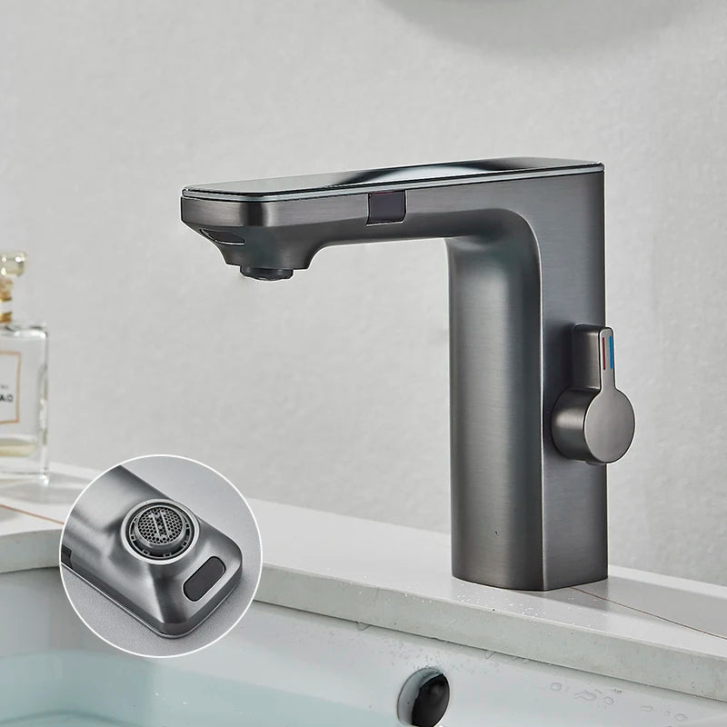 Luxury Silver Gray Smart Lcd Daul Sensor Bathroom