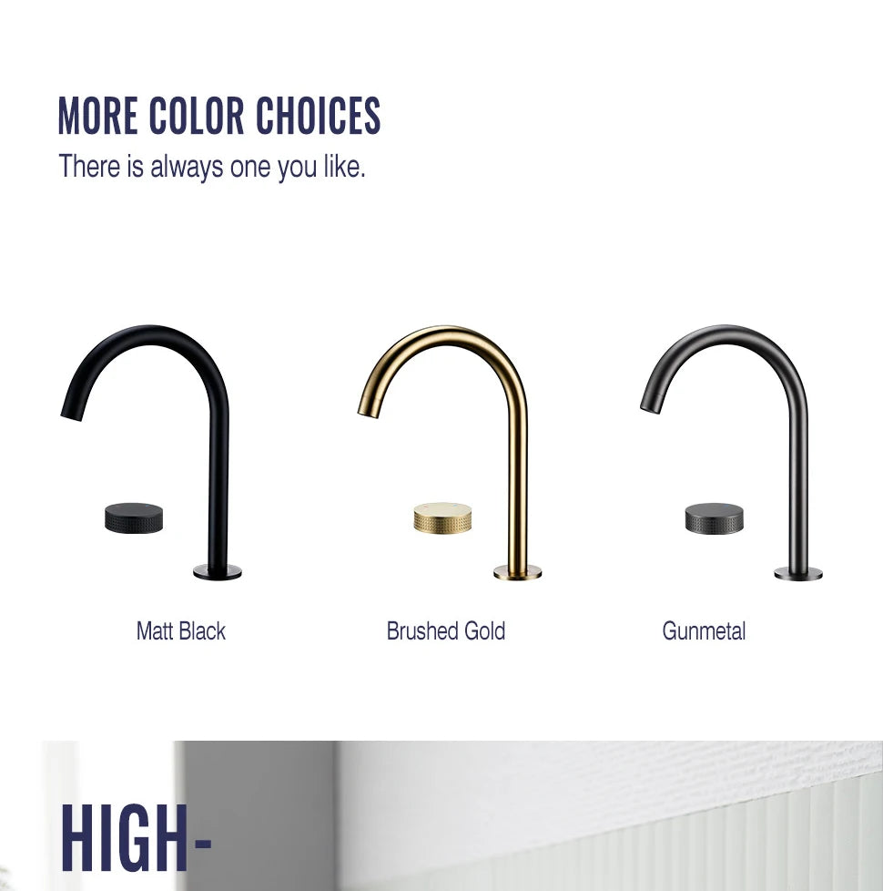 Gunmetal Basin Faucet Knurled Switch 360 Rotating Spout