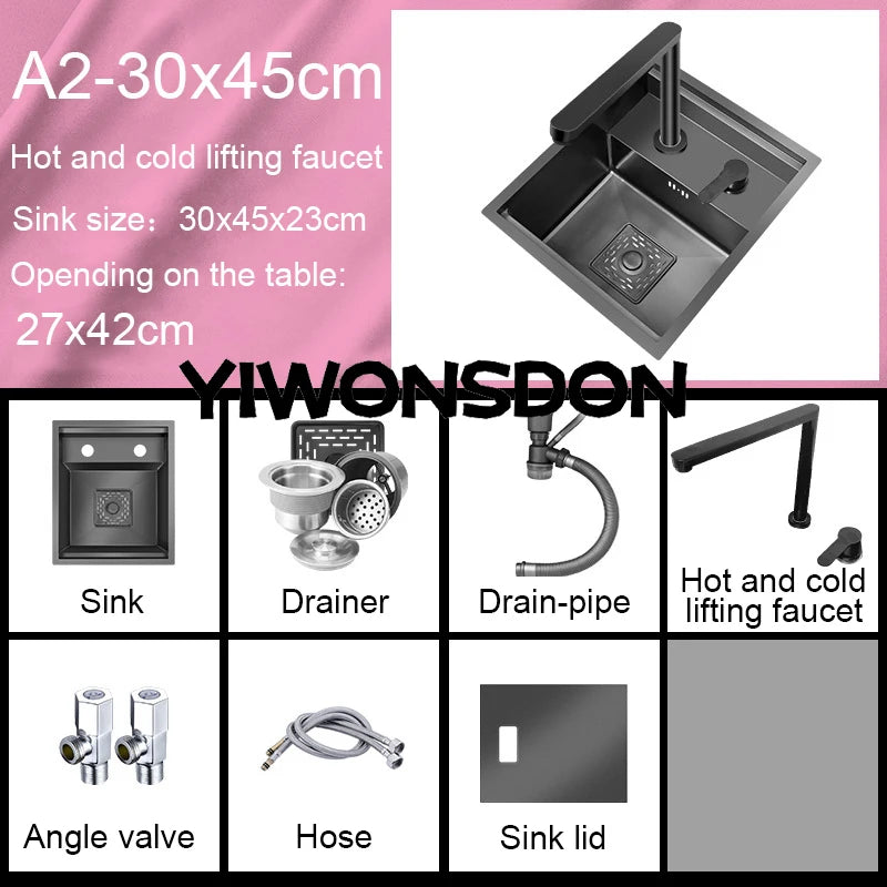 Nano Hidden Bar Sink Black Folding Faucet Mini