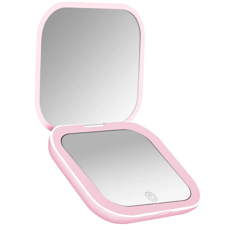 Compact Mirror Lights 1x/2x Magnification Folding Handheld Small