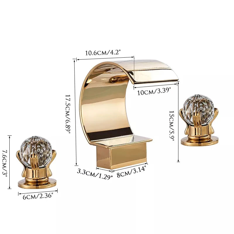 Saeuwtowy Crystal Handle Waterfall Bathroom Basin Faucet Hole