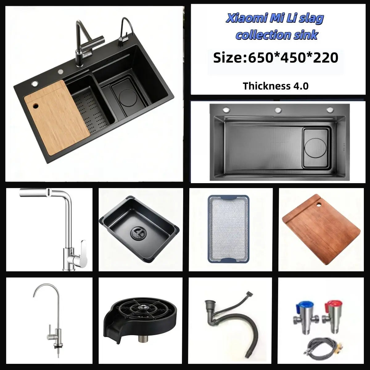 Large Single-Basin Sink Drain Smart Sink Nano-Embossed Slag