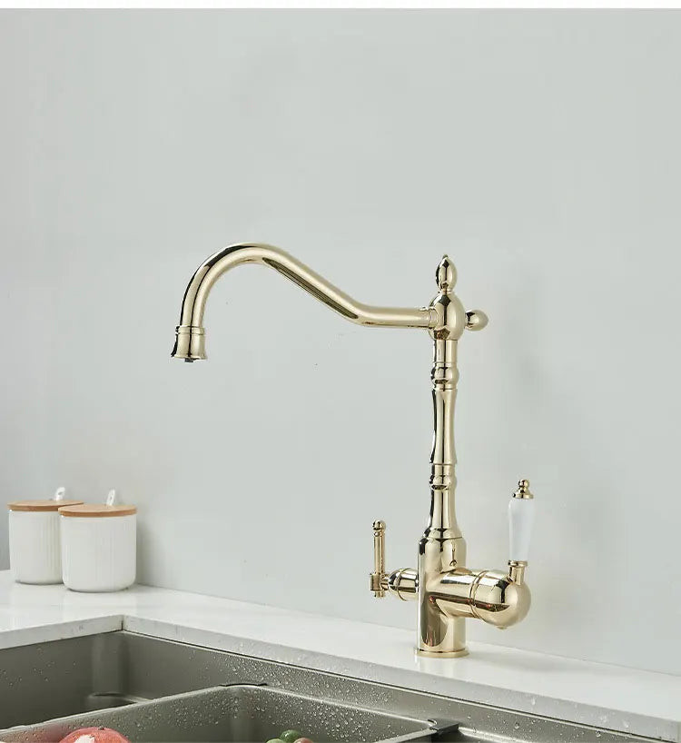 French Brass Light Luxury Three In One Pure