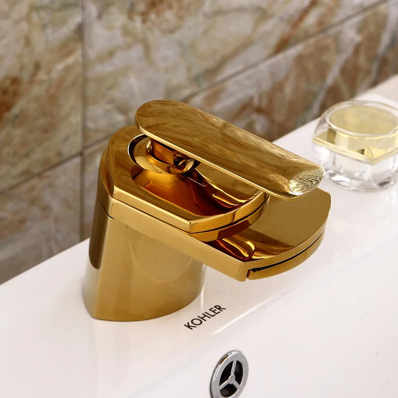 Becola All Copper Gold/Chrome/Brushed Duckbill Waterfall Faucet