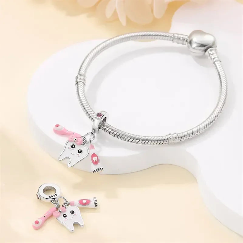 925 Sterling Silver Red Medicine Cabinet Pendant Charms