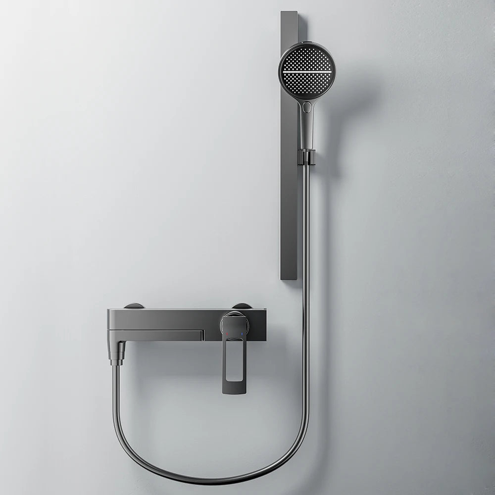 Black Waterfall Bathtub Shower Faucets Wall Mount Shower