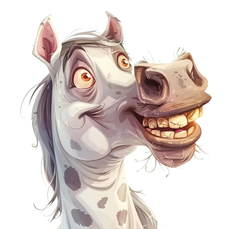 Fun Donkey Horse Cartoon Sticker Water-Proof & Uv-Resistant