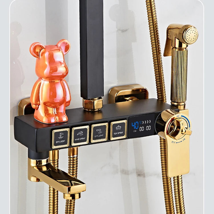 Luxury Cold Digital Bathroom Shower System Thermostatic Brass