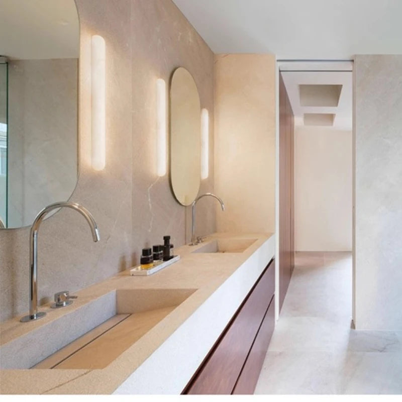 Simple Modern Bathroom Mirror Long Marble Wall Lamp