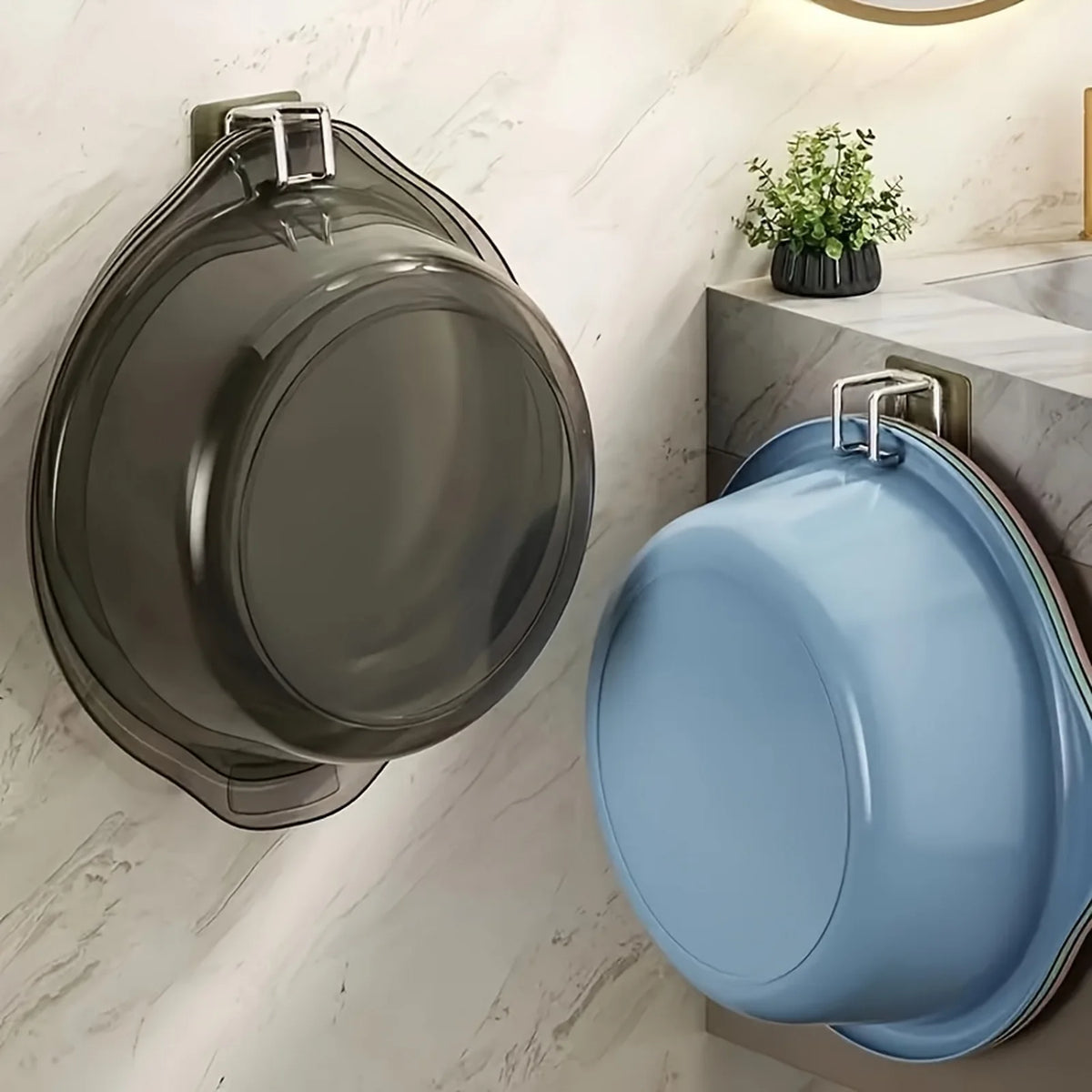 1/2/4/6pcs Stainless Steel Washbasin Hook Punch-Free Bathroom