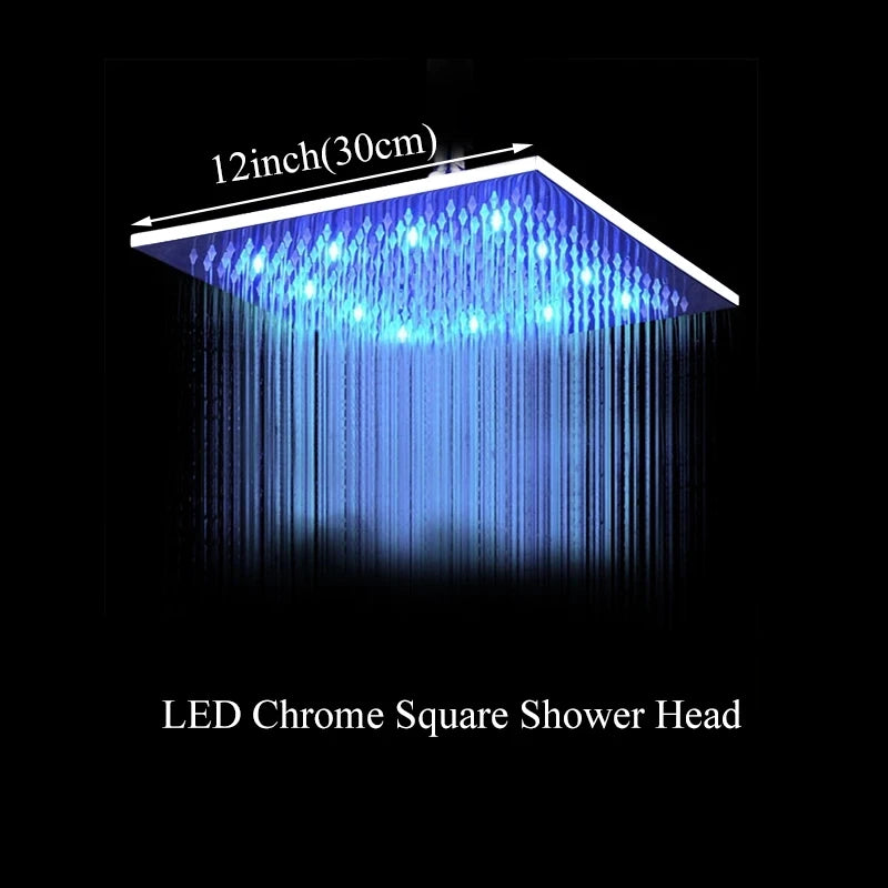 Luxury Brushed Nickel/Chrome/Black Led 16inch Rainfall Shower