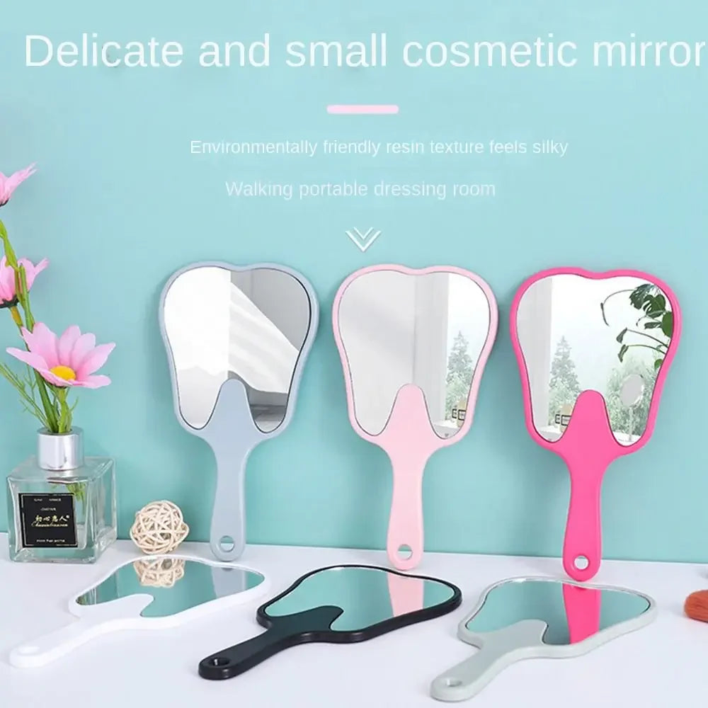 Pvc Hand Mirror Handle Cute Tooth Shape Mirrors