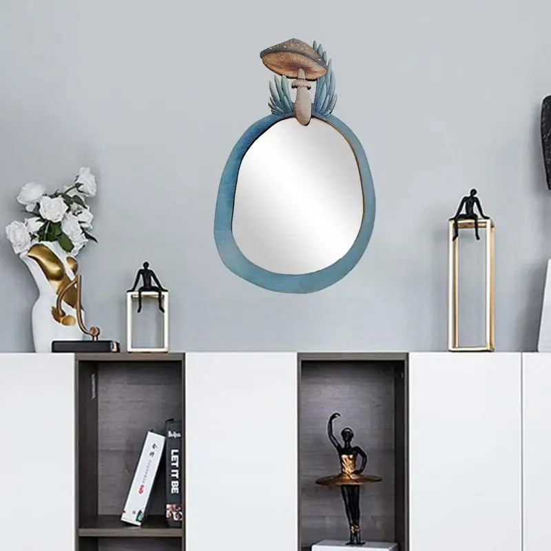 Decorative Wall Mirror Wooden Mushroom Forest Mirror Retro
