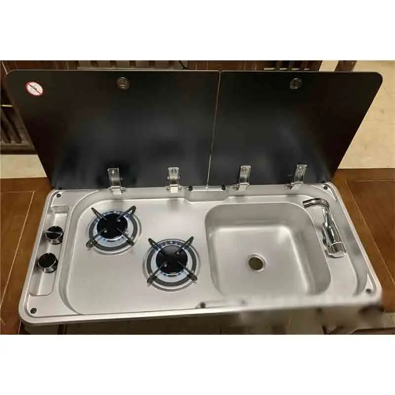 Rv Gas Stove Two Burner Rectangular Stainless Steel
