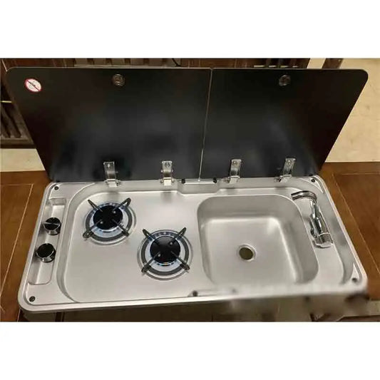 Rv Gas Stove Two Burner Rectangular Stainless Steel