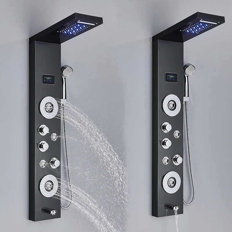 Led Shower Panel Faucet Rainfall Headshower Spa Massage
