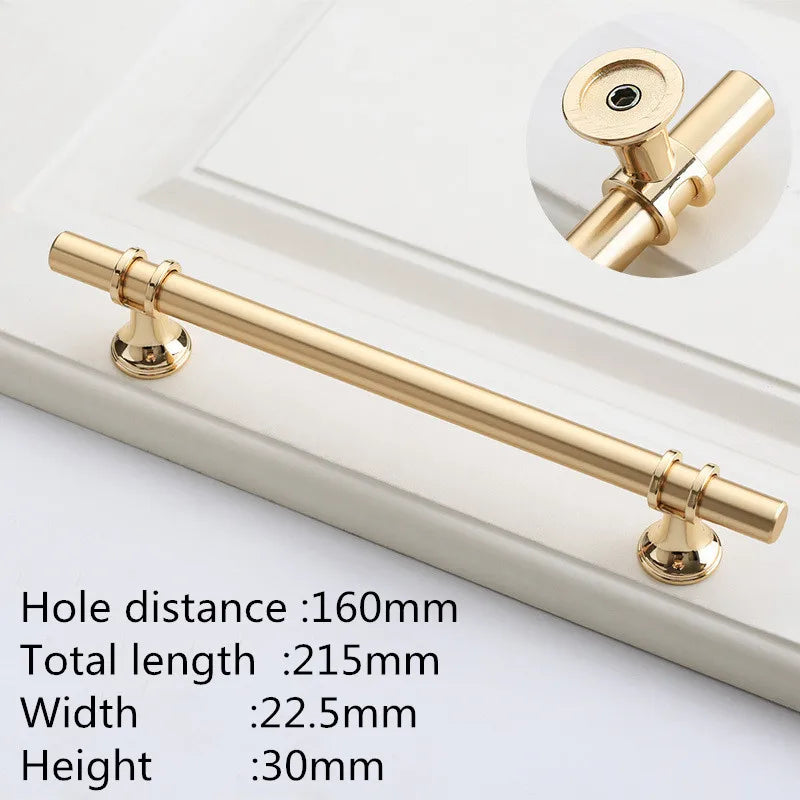 Kk&Fing Cabinet Wardrobe Door Golden Handles Lengthen Light