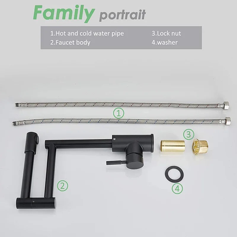 304 Stainless Steel Arm Swivel Extends Sink Faucet