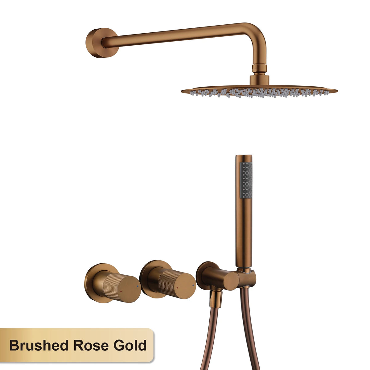 Modern Brass 2-Function Shower System Wall-Embedded Chrome Finish