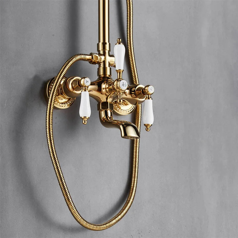 Bathroom Bathtub Faucet Wall Mounted Classical Style Brass