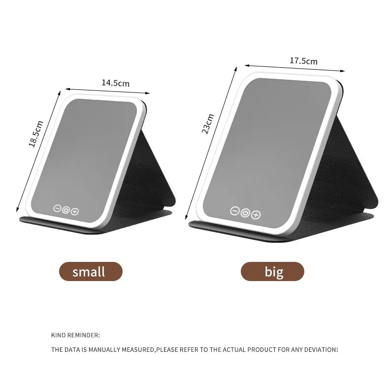 Led Lighted Makeup Mirror Foldable Rechargeable - Compact