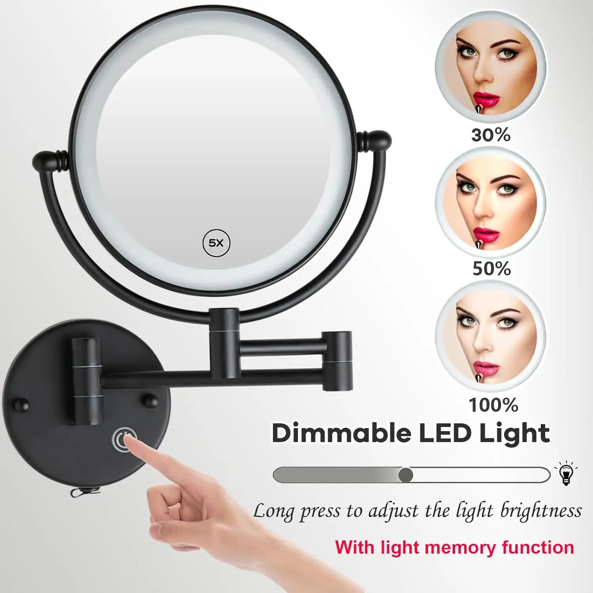 10x Magnifying Led Makeup Mirror Touch On Dual