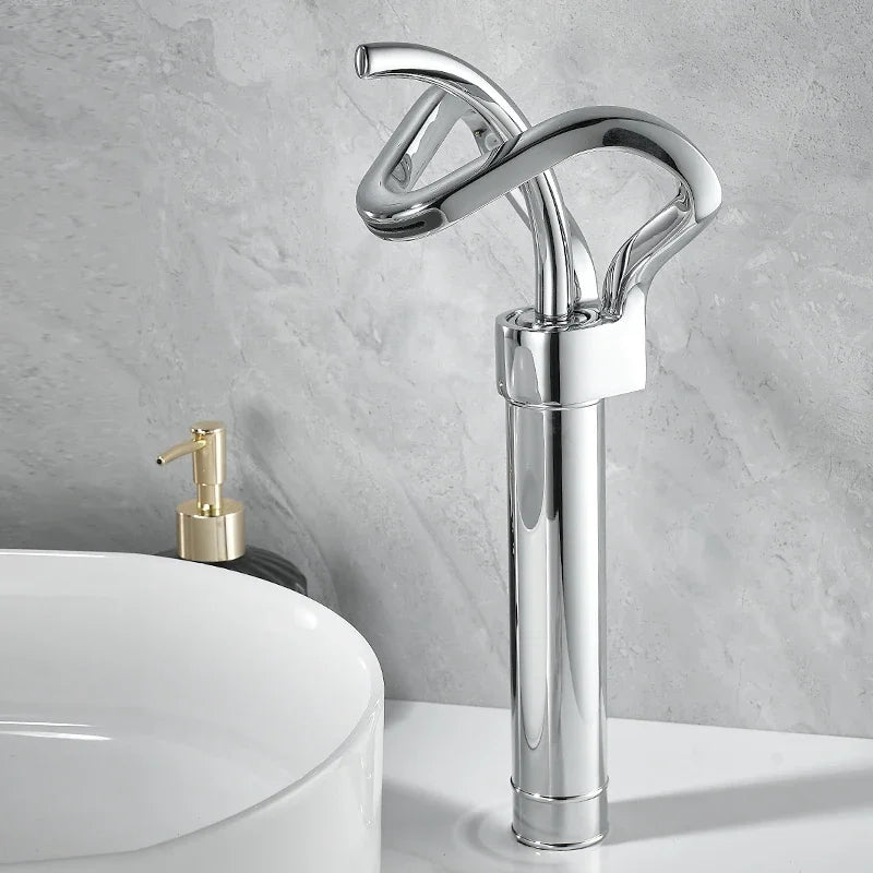 Faucet Bathroom Hollow Out Design Waterfall Basin Mixer
