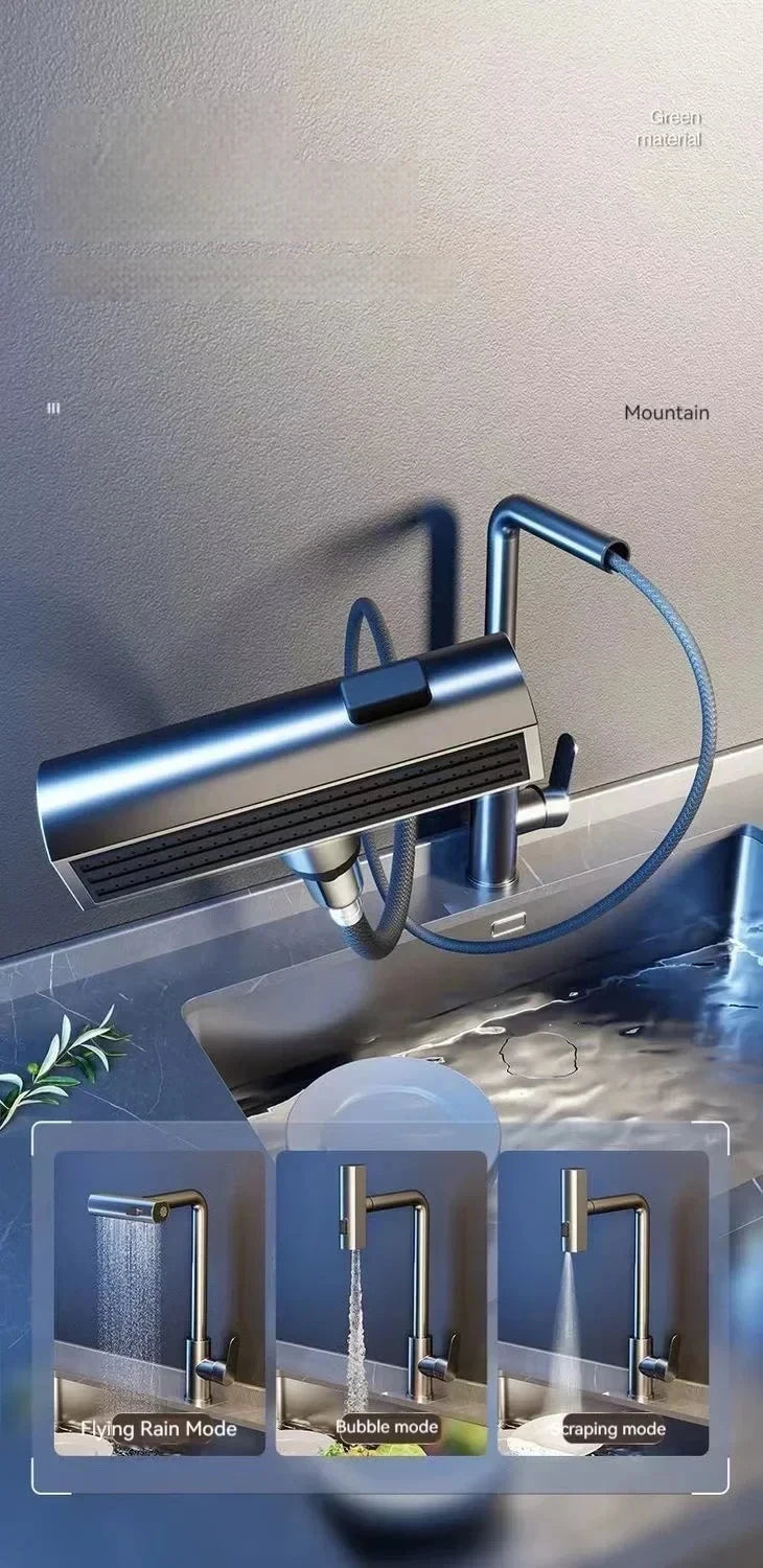 Pull-Out Flying Rain Waterfall Faucet Cold Faucet 304